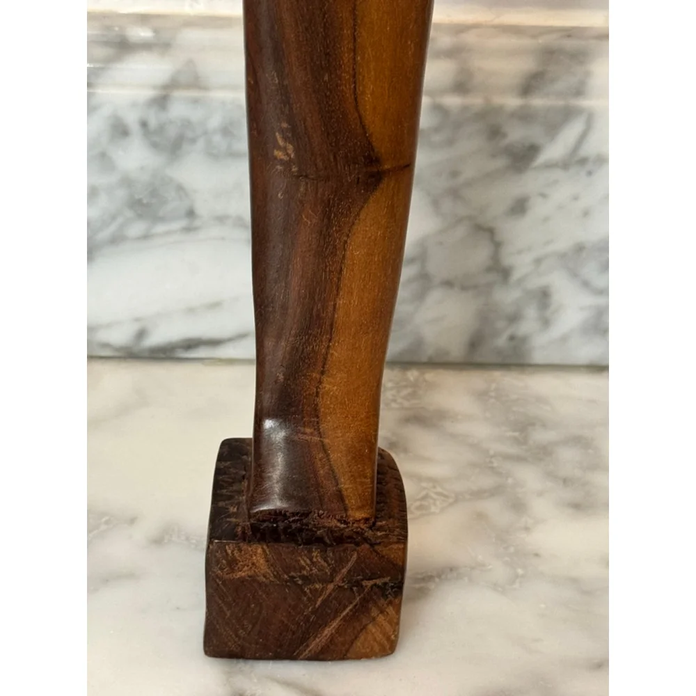 Vintage Mid Century Hand Carved Wooden Female Figure Candle Holder African 17”